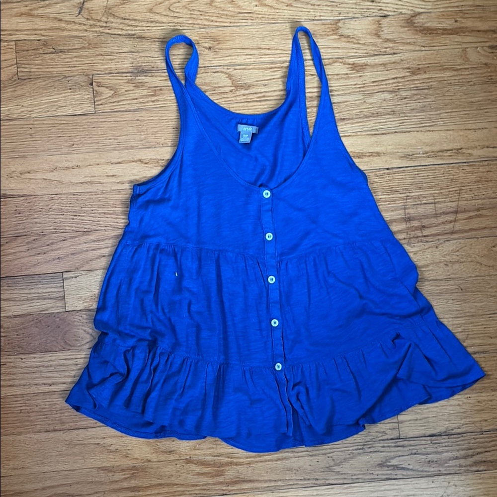 Aerie Blue Tiered Sleeveless Tank Top